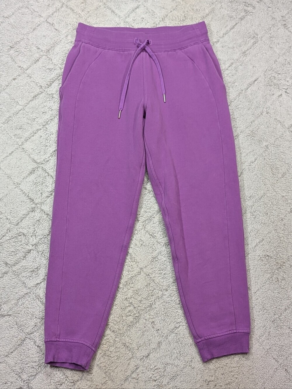 Lululemon Joggers Womens 6 Purple Magenta Scuba High Rise Cotton Terry Cozy
